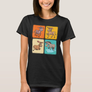 農業かわいいファームアニマルポップ・アートのロバ1 Tシャツ