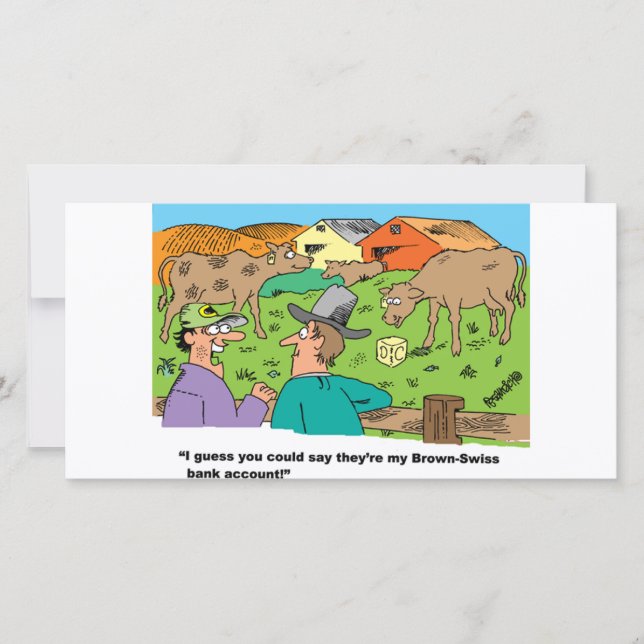 農業のブラウンスイスの牛についての漫画ユーモア (正面)