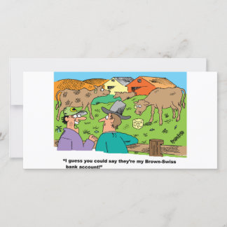 農業のブラウンスイスの牛についての漫画ユーモア