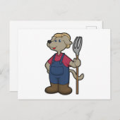 農業を営む犬  ラグと帽子を被って ポストカード (正面/裏面)