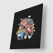 農業イラストアート スクエア壁時計 (傾斜)