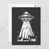 農業エイリアンおもしろい牛UFO誘拐農家 ポストカード (正面/裏面)