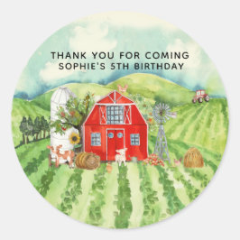 農業テーマの誕生日パーティー　サンキューギフト ラウンドシール