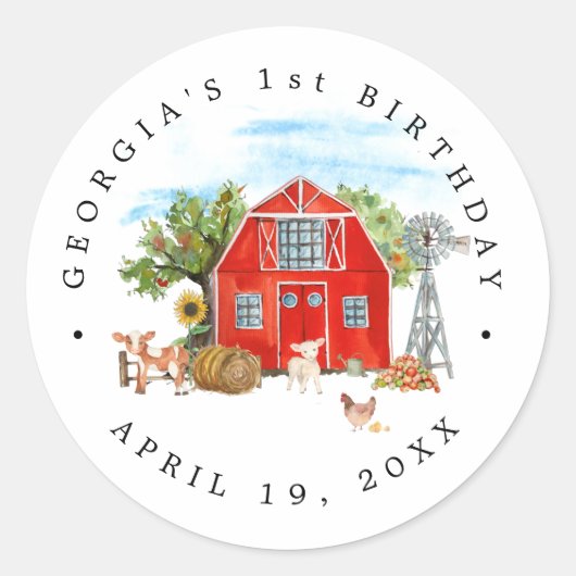 農業テーマの誕生日パーティー サンキューファヴォリ ラウンドシール (正面)