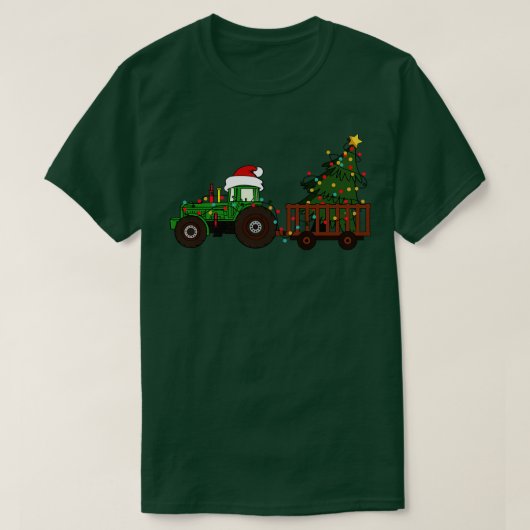 農業トラクおもしろいタグラフィックのクリスマスツリー農場 Tシャツ (デザイン正面)