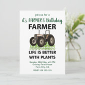 農業トラクタフィールド農家誕生日 招待状 (スタンド正面)