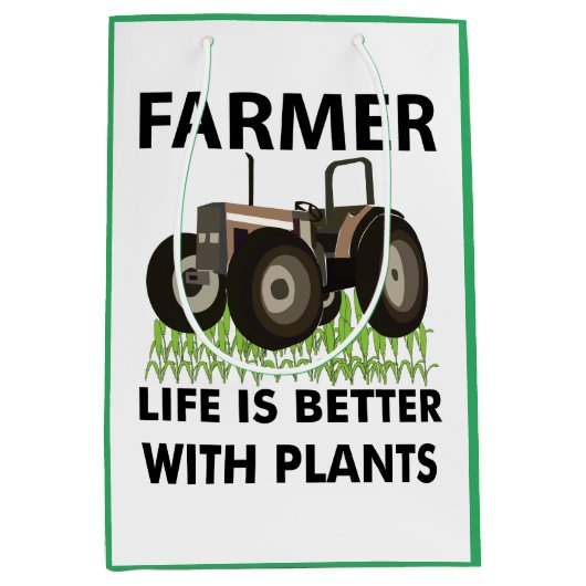 農業トラクタフィールド農家 ミディアムペーパーバッグ (正面)