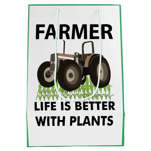 農業トラクタフィールド農家 ミディアムペーパーバッグ (裏面)