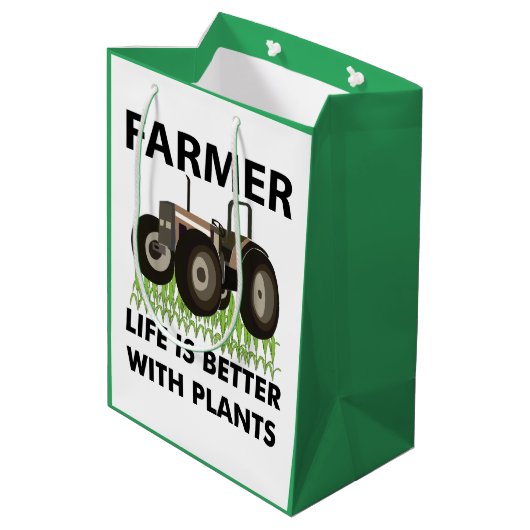 農業トラクタフィールド農家 ミディアムペーパーバッグ (裏面アングル)