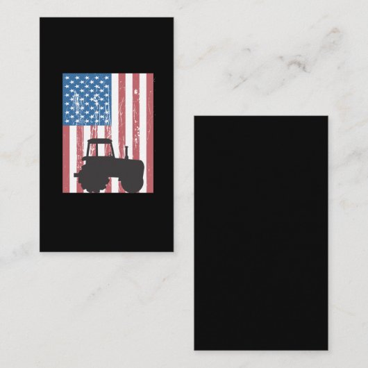 農業トラクターアメリカンフラグ愛国農家 名刺 (正面/裏面)