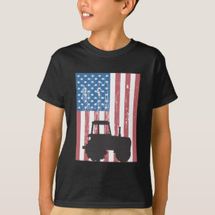 農業トラクターアメリカンフラグ愛国農家 Tシャツ