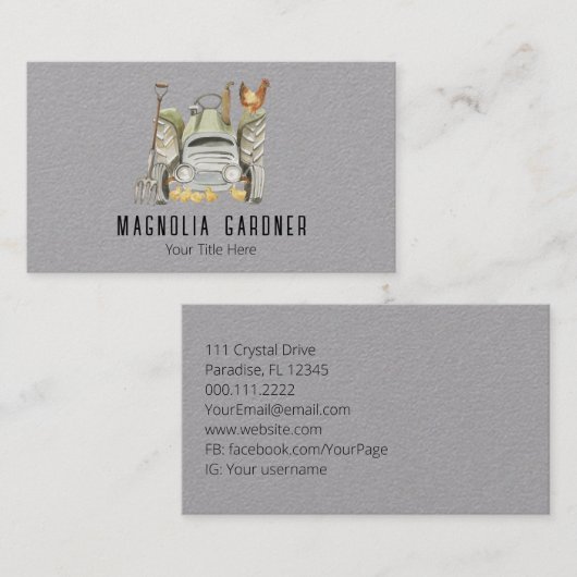 農業トラクターチキンガーデニングオーガニックング 名刺 (正面/裏面)