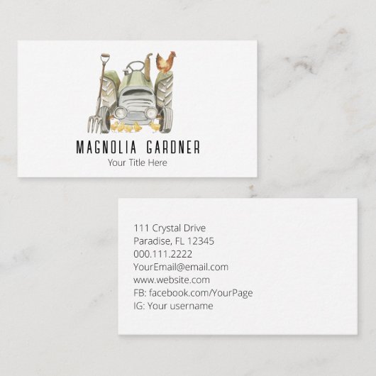 農業トラクターチキンガーデニングオーガニックング 名刺 (正面/裏面)