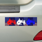 農業トラクター赤白青 バンパーステッカー (車上)