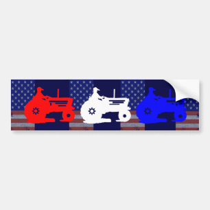 農業トラクター赤白青 バンパーステッカー