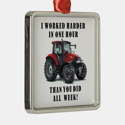農業トラクタ懸命作業引用文 メタルオーナメント (右)