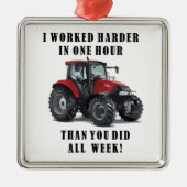 農業トラクタ懸命作業引用文 メタルオーナメント (正面)