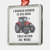 農業トラクタ懸命作業引用文 メタルオーナメント (左)