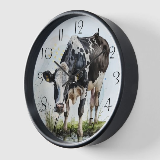 農業乳牛の水色 壁時計 (傾斜)