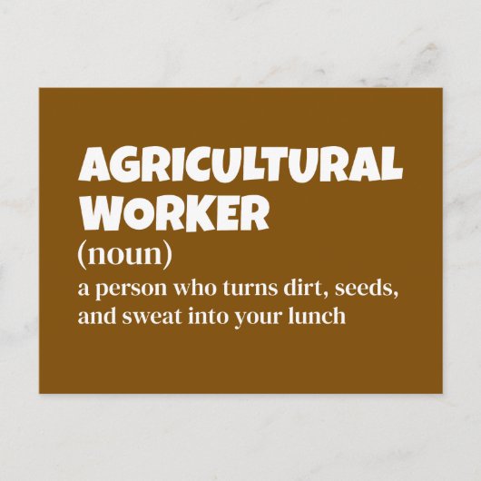農業労ユーモアのある働者定義 シーズンポストカード (正面)
