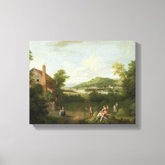 農業労働者との風景, c.1730-40 (canvの油) キャンバスプリント (正面)