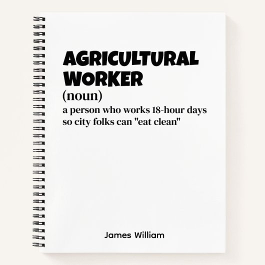 農業労働者 – おもしろいギフトアイディア ノートブック (正面)