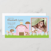 農業動物の写真の誕生のお知らせ 案内状 (正面/裏面)