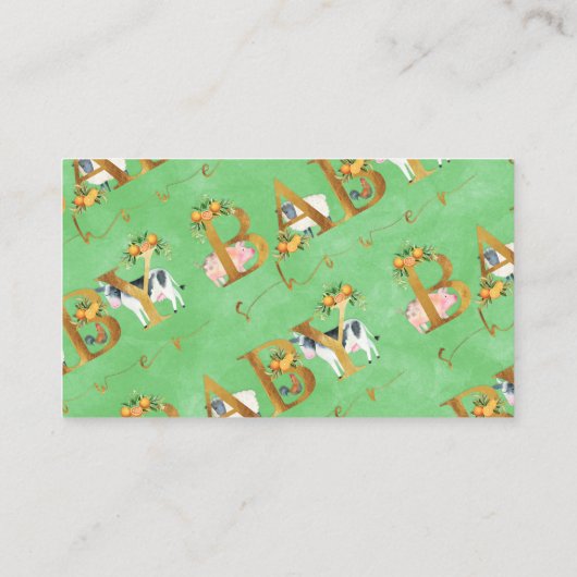 農業動物の本が赤ちゃんシャワーの付属品を要求 エンクロージャーカード (裏面)