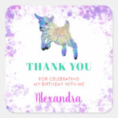 農業動物の水の色の誕生日パーティーありがとう スクエアシール (正面)