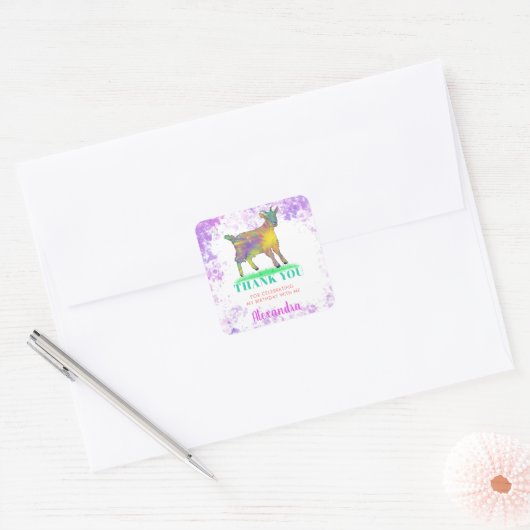 農業動物の水の色の誕生日パーティーありがとう スクエアシール (封筒)