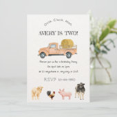 農業動物の水彩誕生日パーティーへの招待 招待状 (スタンド正面)