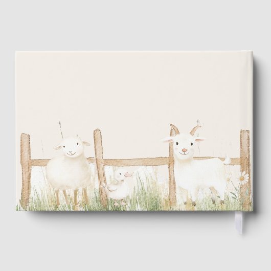 農業動物の牧草地の友人ベビーシャワー ゲストブック (裏面)