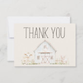 農業動物の牧草地の友人ベビーシャワー サンキューカード (正面)