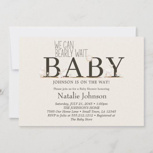 農業動物の牧草地の友人ベビーシャワー 招待状 (正面)