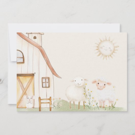 農業動物の牧草地の友人ベビーシャワー 招待状 (裏面)