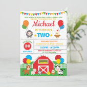 農業動物の納屋周囲の庭誕生パーティーが動物園を訪れる 招待状 (スタンド正面)