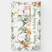 農業動物の緑の一つ誕生日の背景 横断幕 (縦)