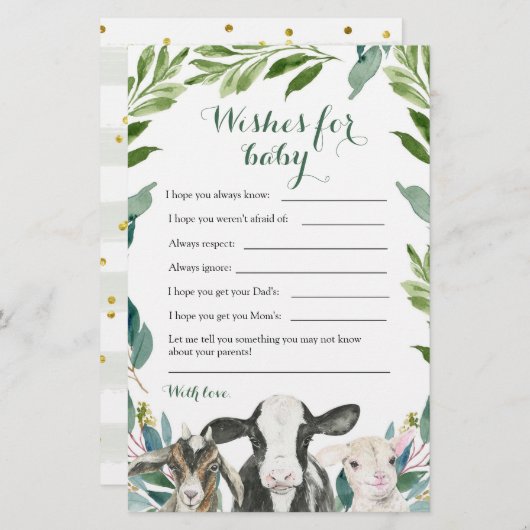 農業動物の緑の少年がベビーを願う (正面/裏面)