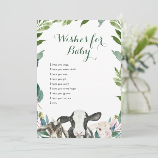 農業動物の緑の少年がベビーカードを希望 招待状 (スタンド正面)