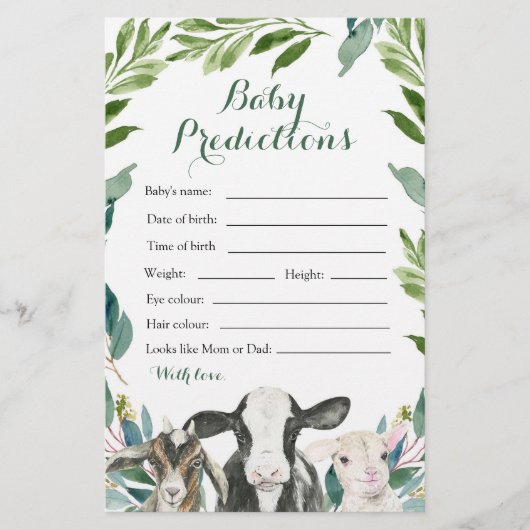 農業動物の緑の少年のベビー予測 (正面)