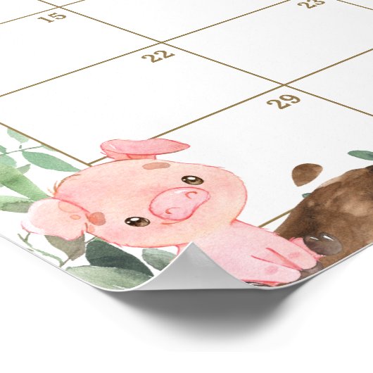 農業動物の緑の推測ベビーの期日ゲーム ポスター (角)