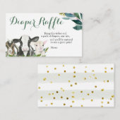 農業動物の緑の男の子の赤ちゃんシャワーおむつラッフル エンクロージャーカード (正面/裏面)