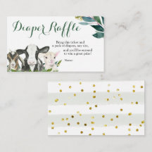 農業動物の緑の男の子の赤ちゃんシャワーおむつラッフル