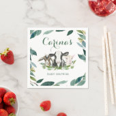 農業動物の緑の男の子の赤ちゃんシャワーナプキン スタンダードカクテルナプキン (インサイチュ)