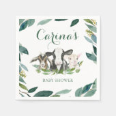 農業動物の緑の男の子の赤ちゃんシャワーナプキン スタンダードカクテルナプキン (正面)