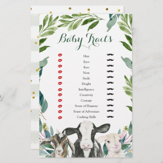 農業動物の緑の男の子の赤ちゃんシャワーベビー特性 (正面/裏面)