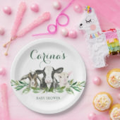 農業動物の緑の男の子ベビーシャワー紙プレート ペーパープレート (パーティー)