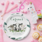 農業動物の緑の男の子ベビーシャワー紙プレート ペーパープレート (パーティー)