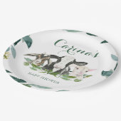 農業動物の緑の男の子ベビーシャワー紙プレート ペーパープレート (アングル)