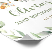 農業動物の緑2ndバースデーウェルカムサイン ポスター (角)